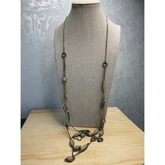 Loft Long Chain Necklace With Oval & Round Beads - Picture 1 of 4